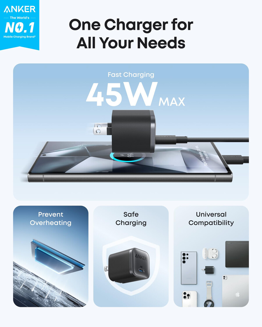 anker nano punjač 45w s usb-c na usb-c kabelom 2 komada