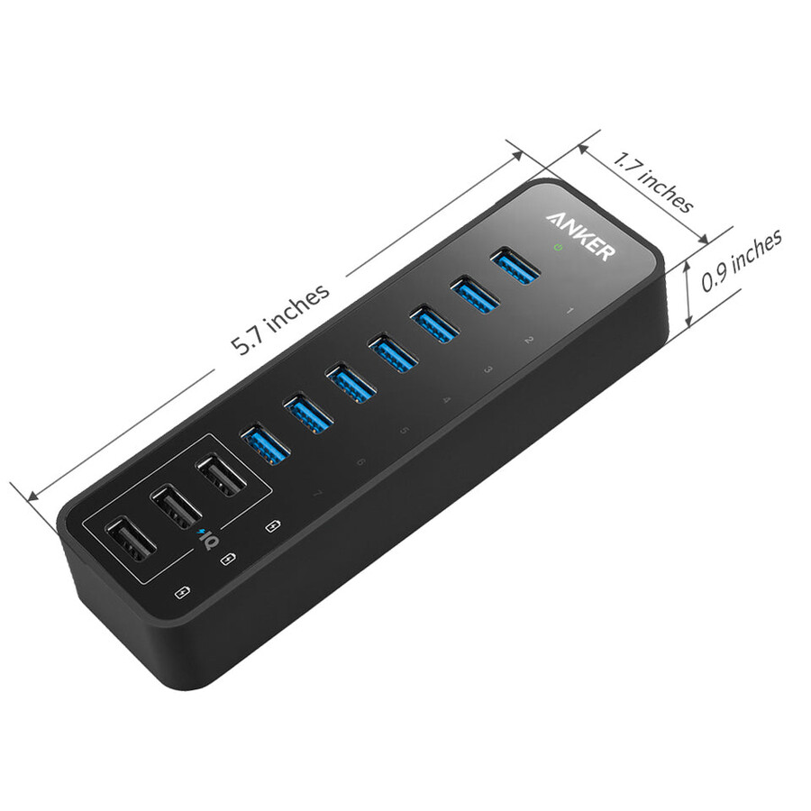 anker 60w 10-portni usb 3.0 podatkovni hub