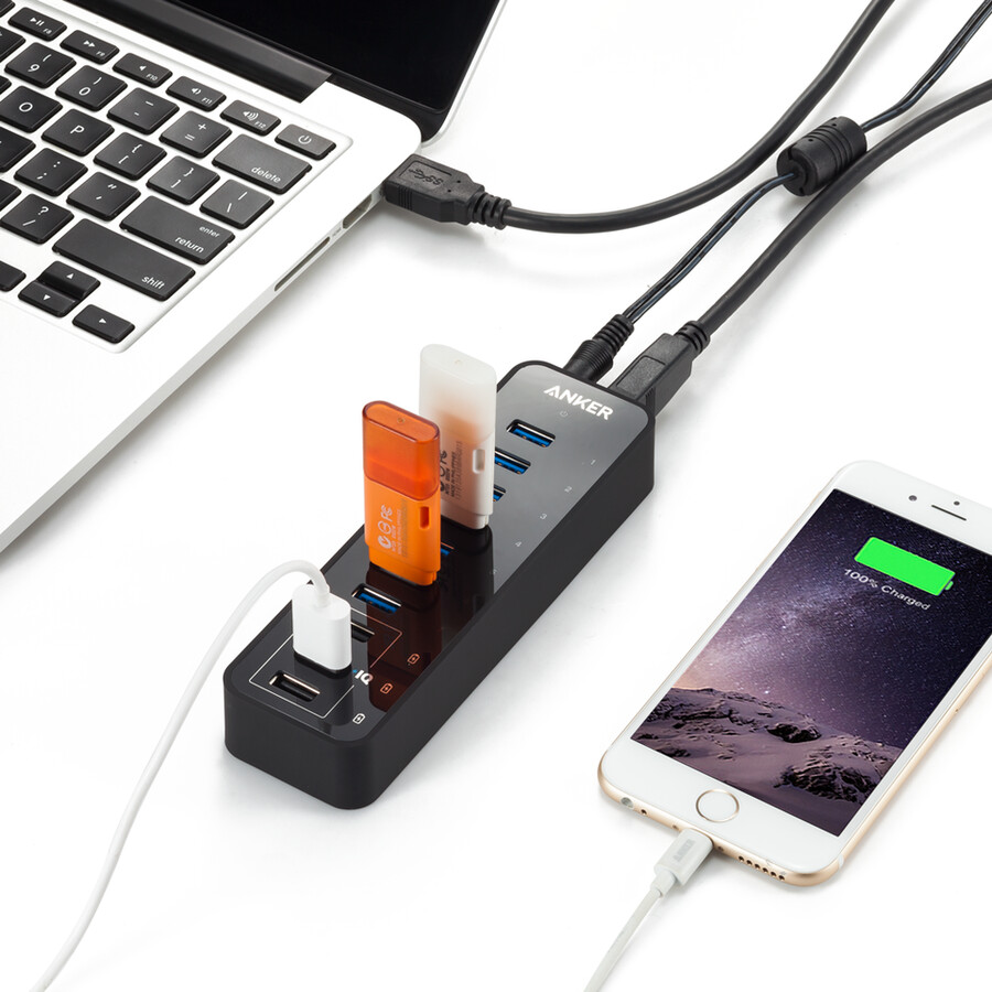 anker 60w 10-portni usb 3.0 podatkovni hub