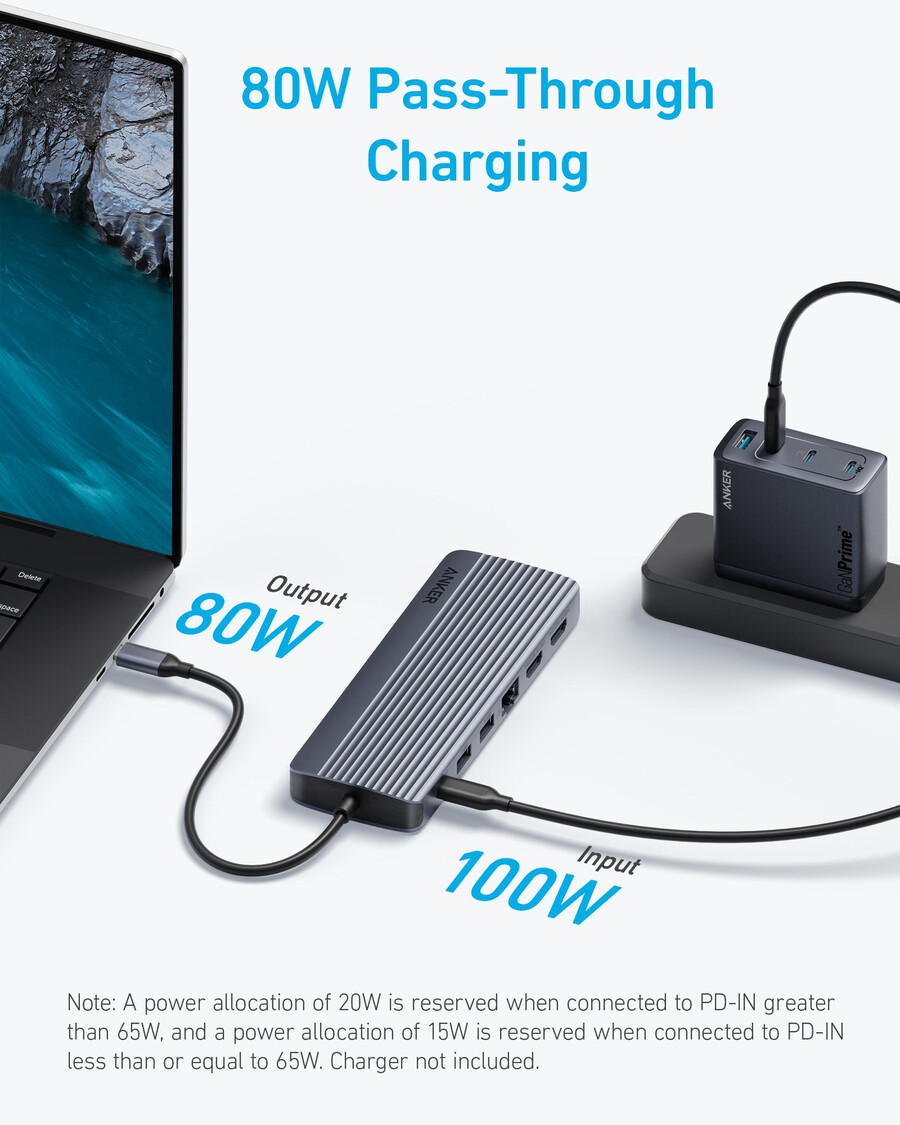anker usb-c hub 14-u-1 trostruki zaslon