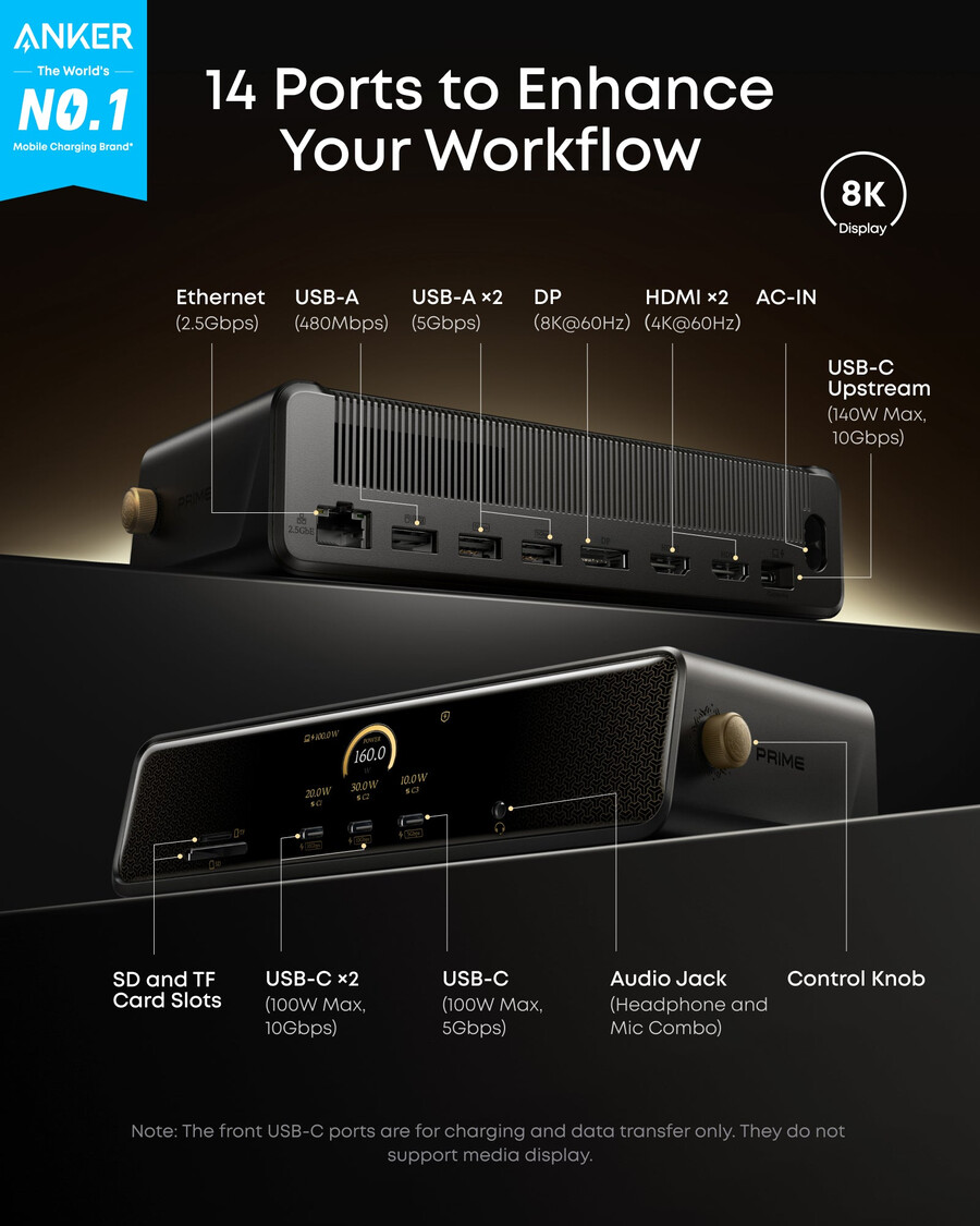 anker × black myth wukong edition anker prime priključna stanica 14-u-1 trostruki zaslon displaylink s dl7400