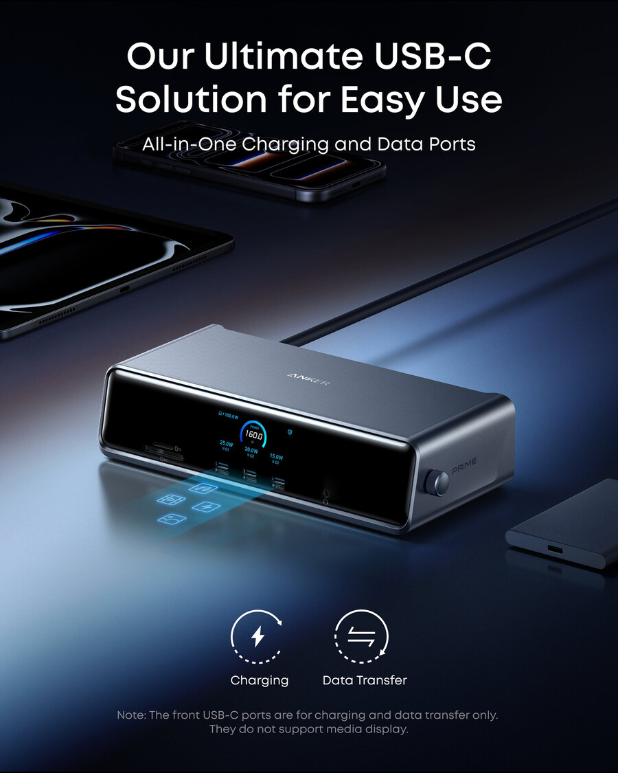 anker prime priključna stanica 14-u-1 trostruki zaslon displaylink s dl7400