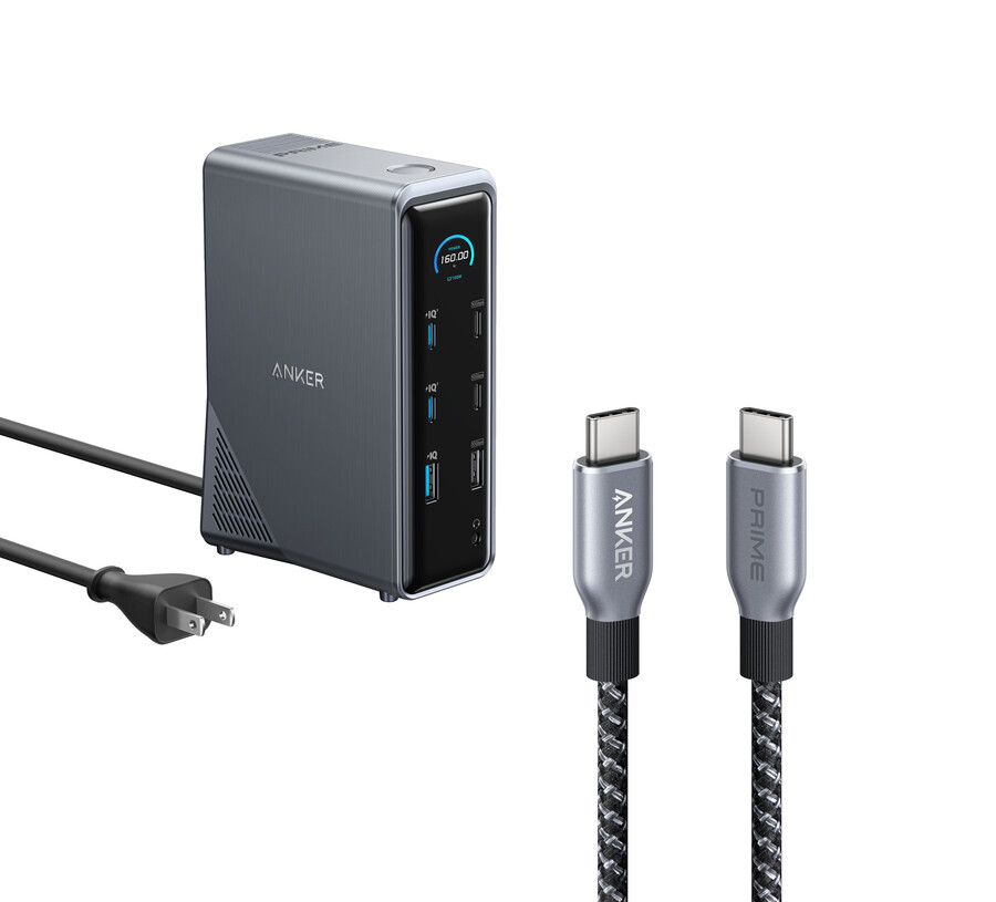 anker prime priključna stanica za punjenje s 240w usb-c na usb-c kabelom
