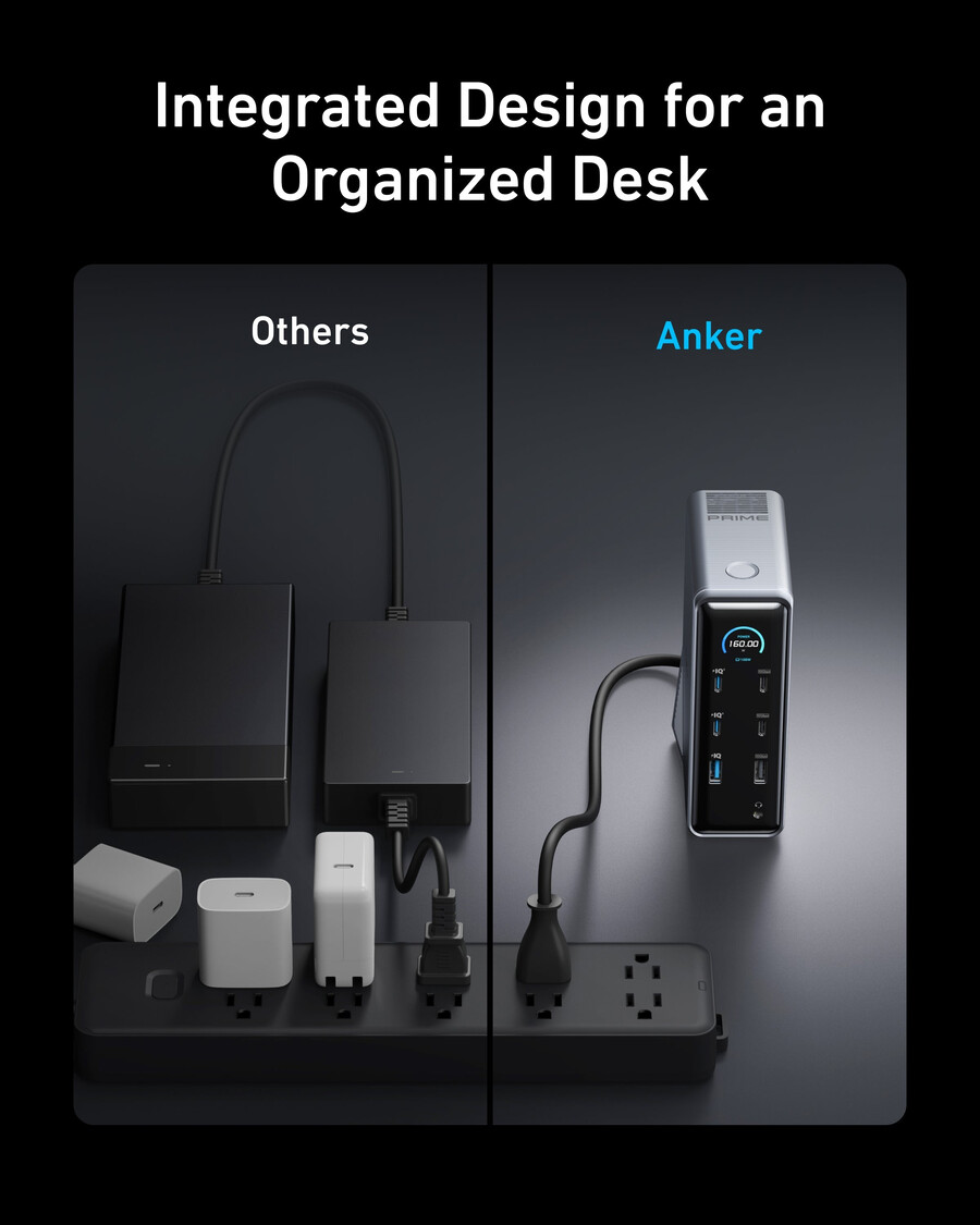anker prime priključna stanica za punjenje 14-u-1 dvostruki zaslon 160 w