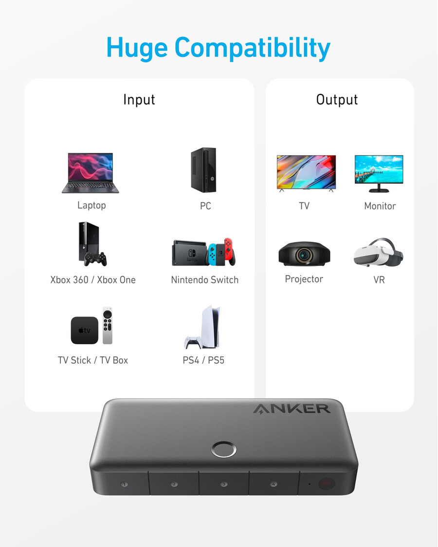 anker hdmi prekidač 4 ulaza 1 izlaz 4k hdmi