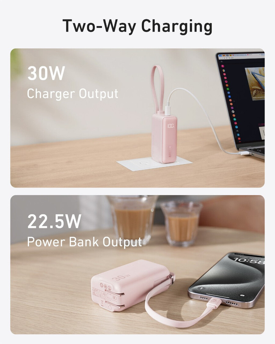 anker power bank 30w 5k fusion ugrađeni usb-c kabel