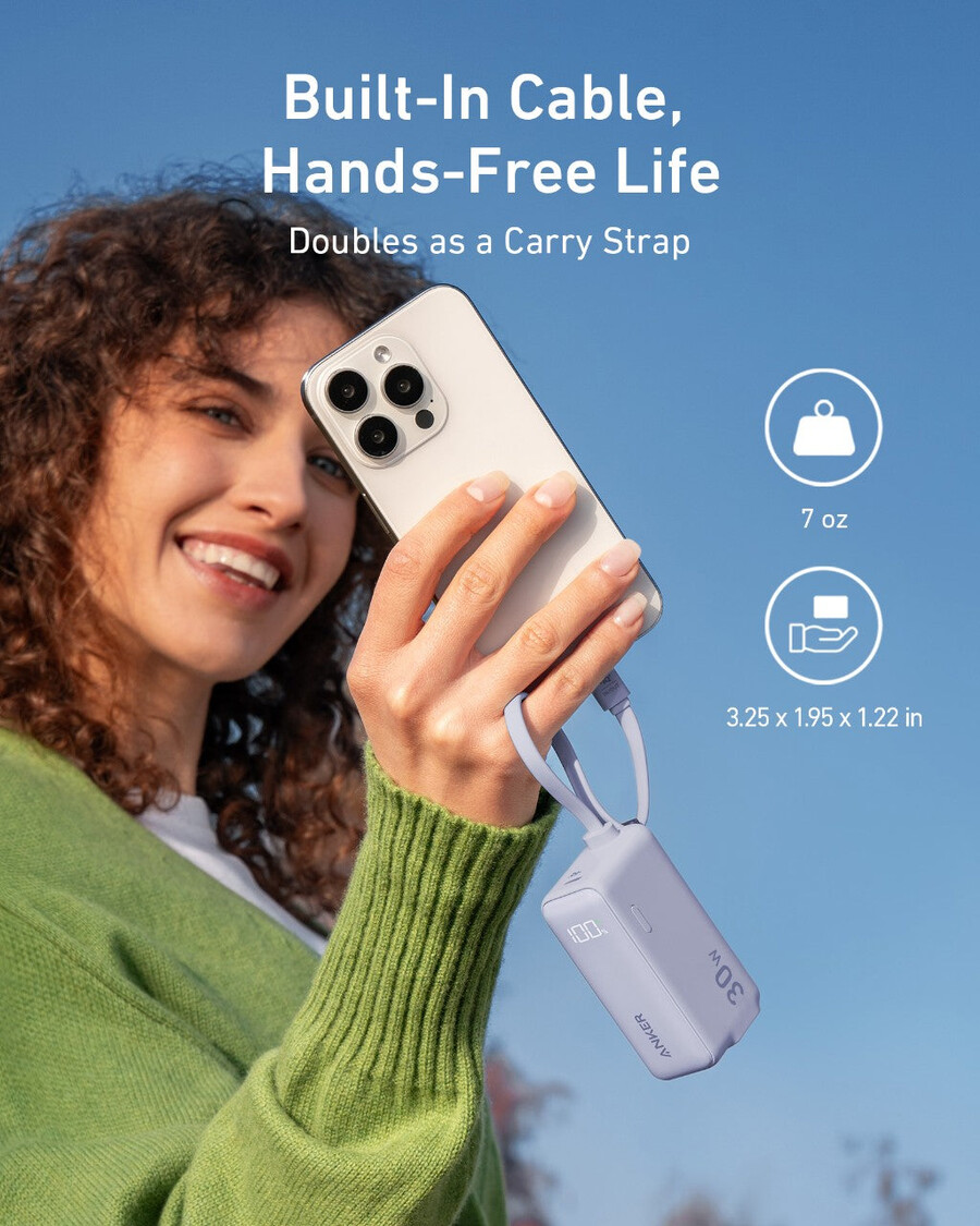 anker power bank 30w 5k fusion ugrađeni usb-c kabel