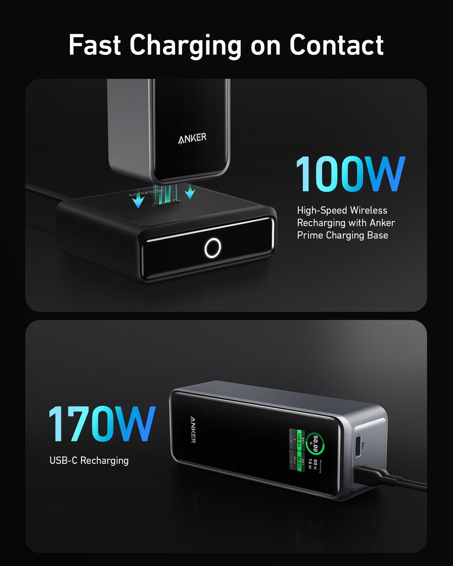 anker prime 27.650mah power bank 250w i baza za punjenje od 100w
